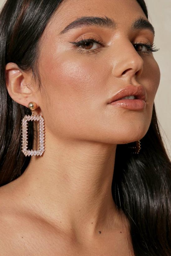 MissPap Rectangle Diamante Drop Earrings 1