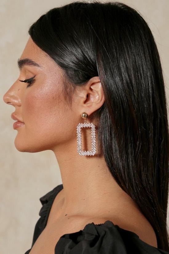 MissPap Rectangle Diamante Drop Earrings 2