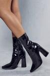 MissPap Square Toe Heeled Patent Ankle Boots thumbnail 1