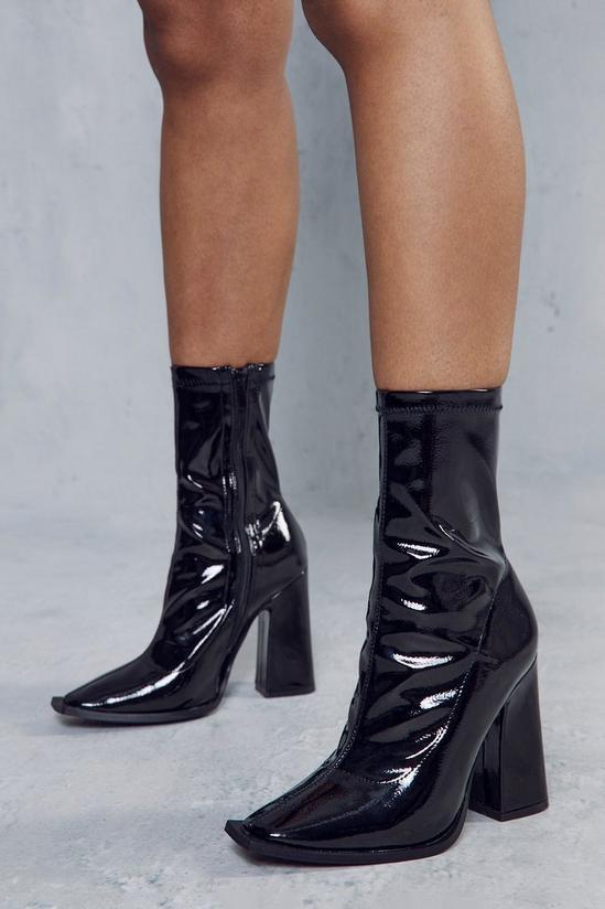 MissPap Square Toe Heeled Patent Ankle Boots 3