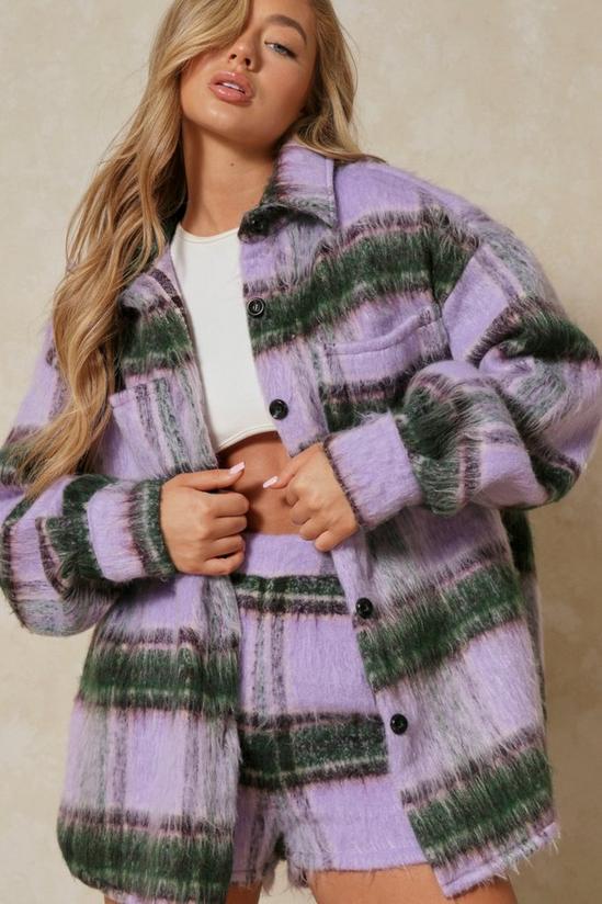 MissPap Oversized Brushed Abstract Checked Shacket 1