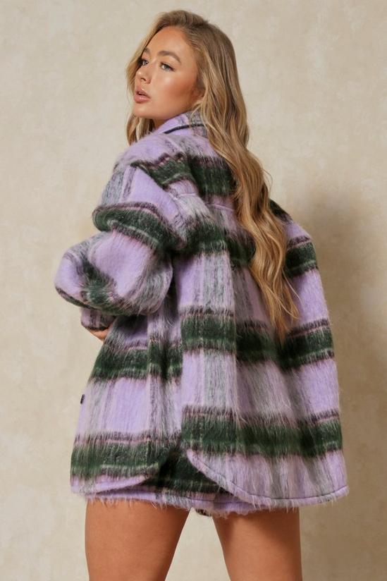MissPap Oversized Brushed Abstract Checked Shacket 3