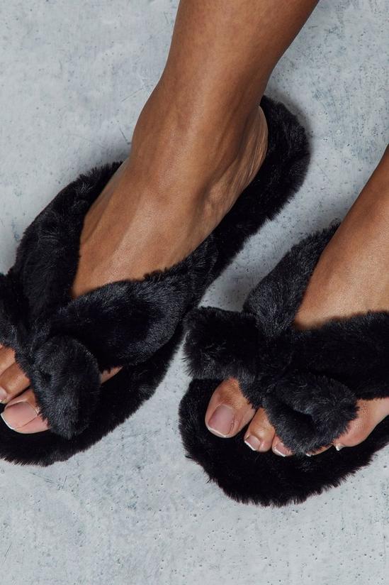 MissPap Faux Fur Fluffy Bow Slippers 3