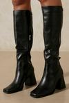 MissPap Leather Look Panelled Knee High Boots thumbnail 3