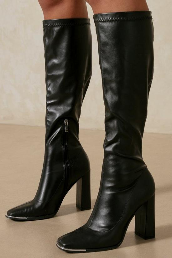 MissPap Metal Toe Detail Heeled Knee High Boots 1