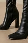 MissPap Metal Toe Detail Heeled Knee High Boots thumbnail 2