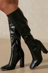 MissPap Metal Toe Detail Heeled Knee High Boots thumbnail 3