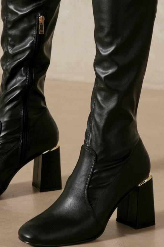 MissPap Leather Look Over The Knee Block Heel Boot 2