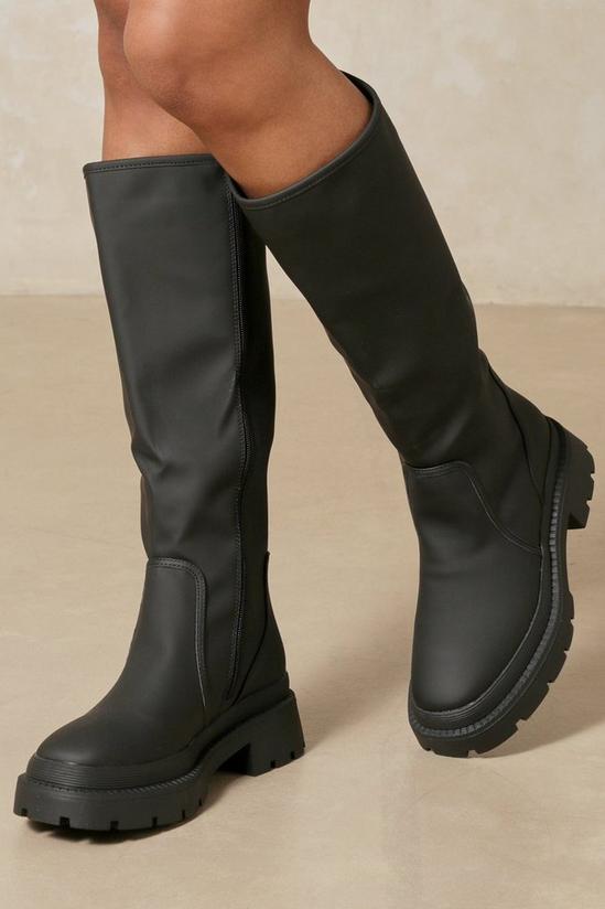 MissPap Leather Look Wellie Knee High Boots 1