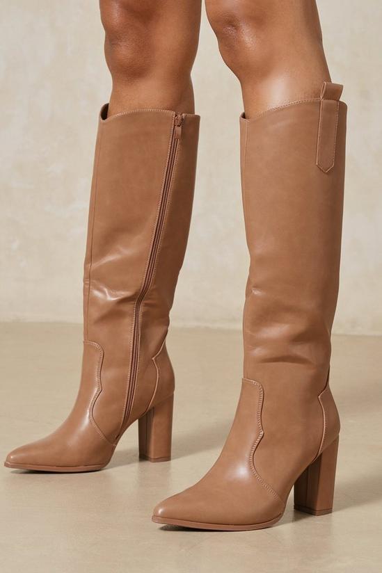 MissPap Leather Look Western Knee High Boot 1