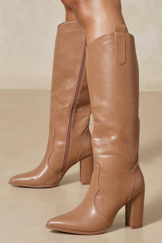 MissPap Leather Look Western Knee High Boot 3