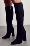 MissPap Faux Suede Knee High Heeled Boots thumbnail 1
