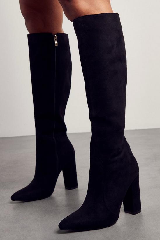 MissPap Faux Suede Knee High Heeled Boots 1