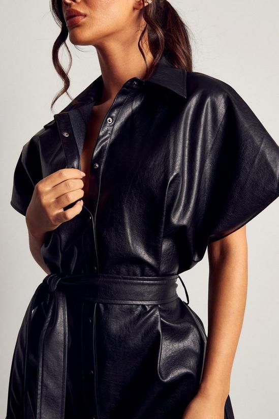 MissPap Leather Look Belted Shirt Dress 2