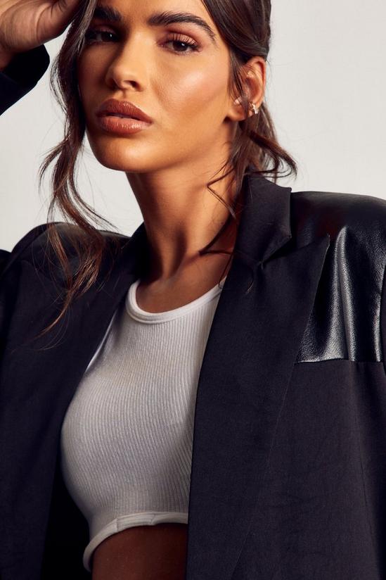 MissPap Leather Look Shoulder Detail Blazer 2