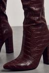 MissPap Croc Knee High Heeled Boots thumbnail 2