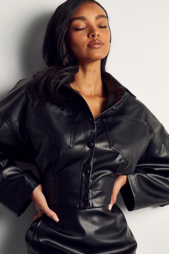 MissPap Premium Leather Look Pleat Detail Jacket 2
