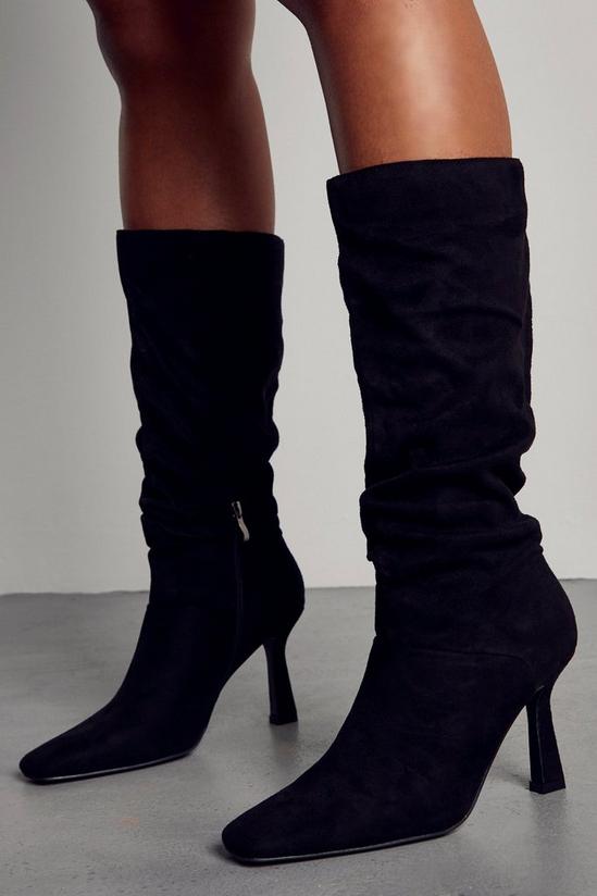 MissPap Faux Suede Ruched Knee High Boots 3