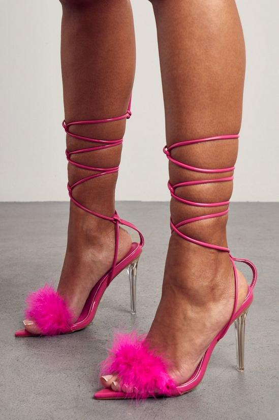 MissPap Feather Lace Up Strappy Heels 1