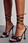 MissPap Ruched Front Lace Up Heels thumbnail 1