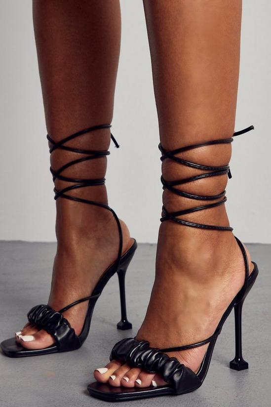 MissPap Ruched Front Lace Up Heels 1