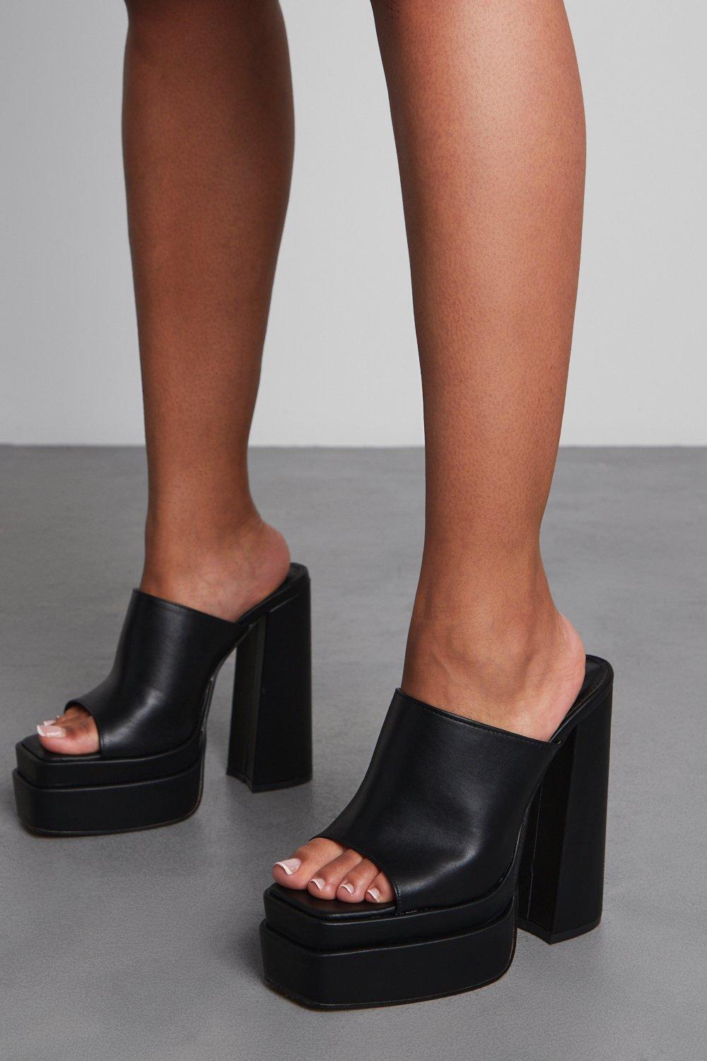 Platform heel mules sale