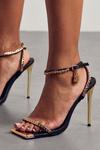 MissPap Square Toe Chain Detail Strappy Heels thumbnail 2