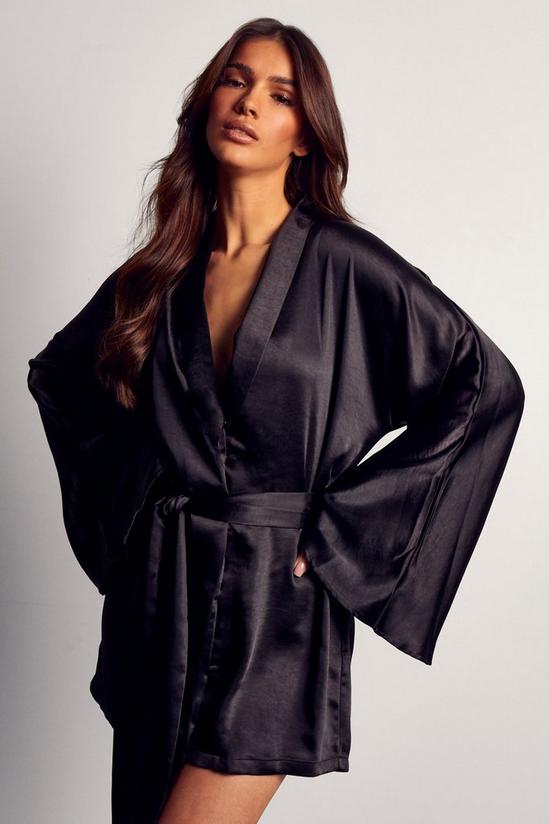 MissPap Premium Satin Kimono Sleeve Wrap Blazer Dress 1