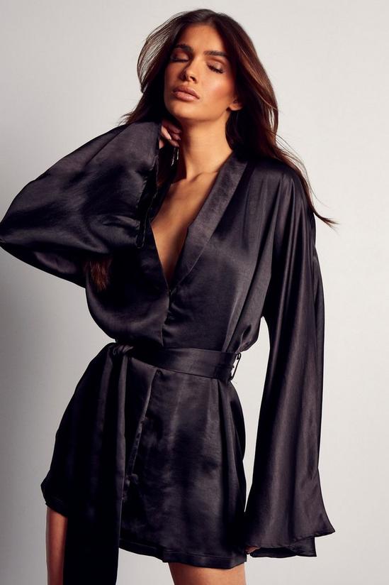 MissPap Premium Satin Kimono Sleeve Wrap Blazer Dress 5