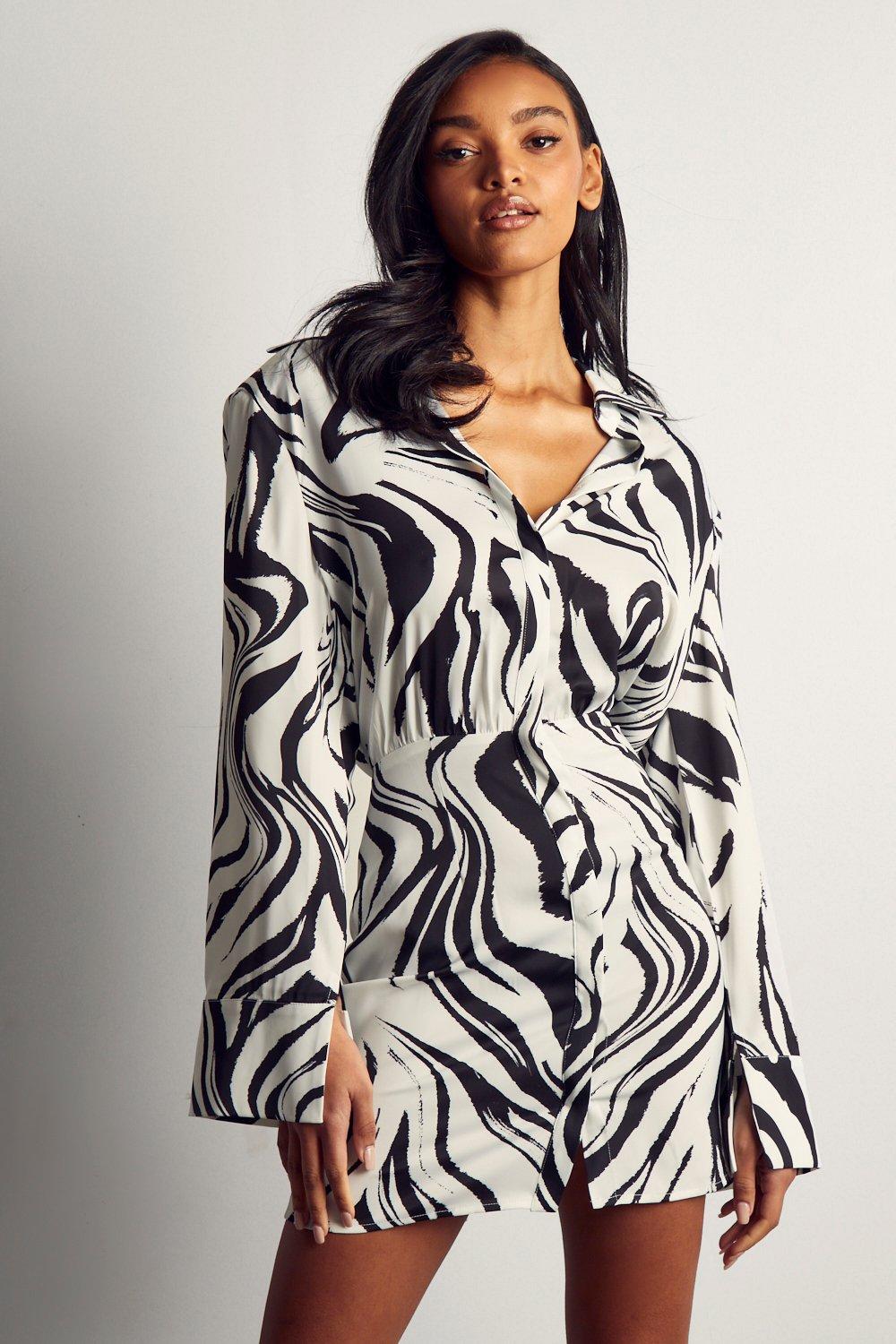 Dresses | Zebra Print Shirt Dress | MissPap