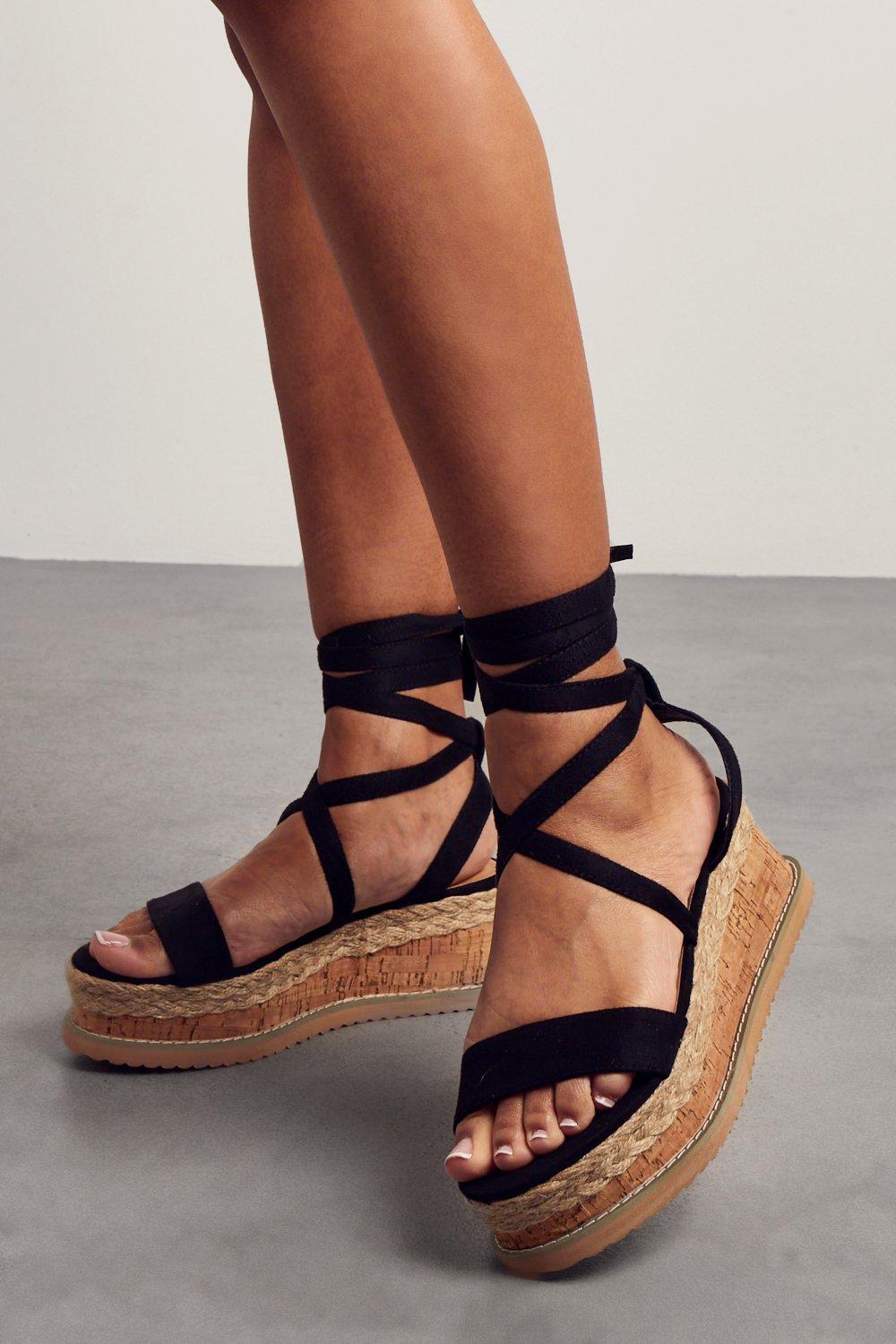 Platform sandals that tie clearance up