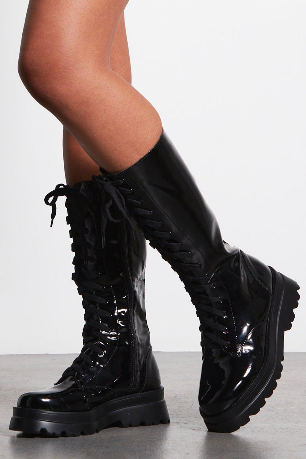 Patent lace outlet boots