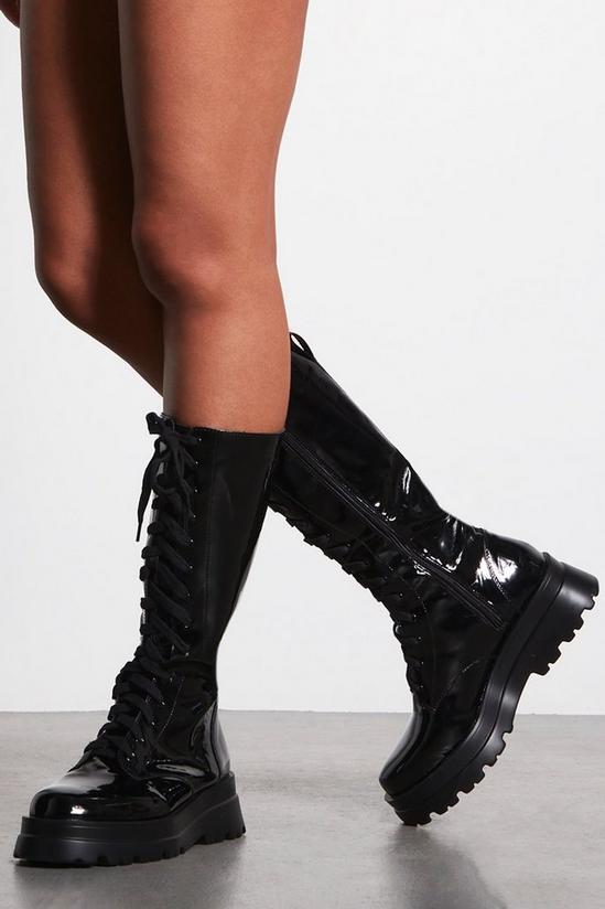 MissPap Patent Lace Up Knee High Boots 2