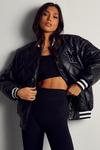 MissPap Leather Look Quilted Bomber Jacket thumbnail 1