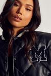 MissPap Leather Look Quilted Bomber Jacket thumbnail 2