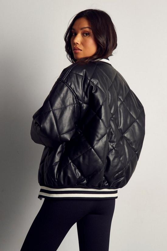 MissPap Leather Look Quilted Bomber Jacket 3