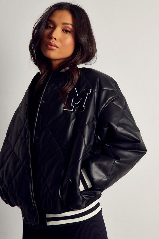 MissPap Leather Look Quilted Bomber Jacket 5