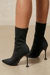 MissPap Diamante Heeled Sock Ankle Boots thumbnail 3
