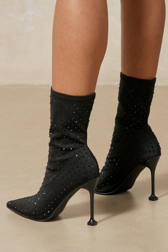 MissPap Diamante Heeled Sock Ankle Boots 3