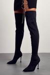 MissPap Diamante Heeled Sock Over The Knee Boots thumbnail 1