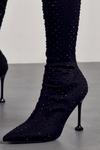 MissPap Diamante Heeled Sock Over The Knee Boots thumbnail 2