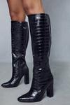 MissPap Croc Knee High Heeled Boots thumbnail 3