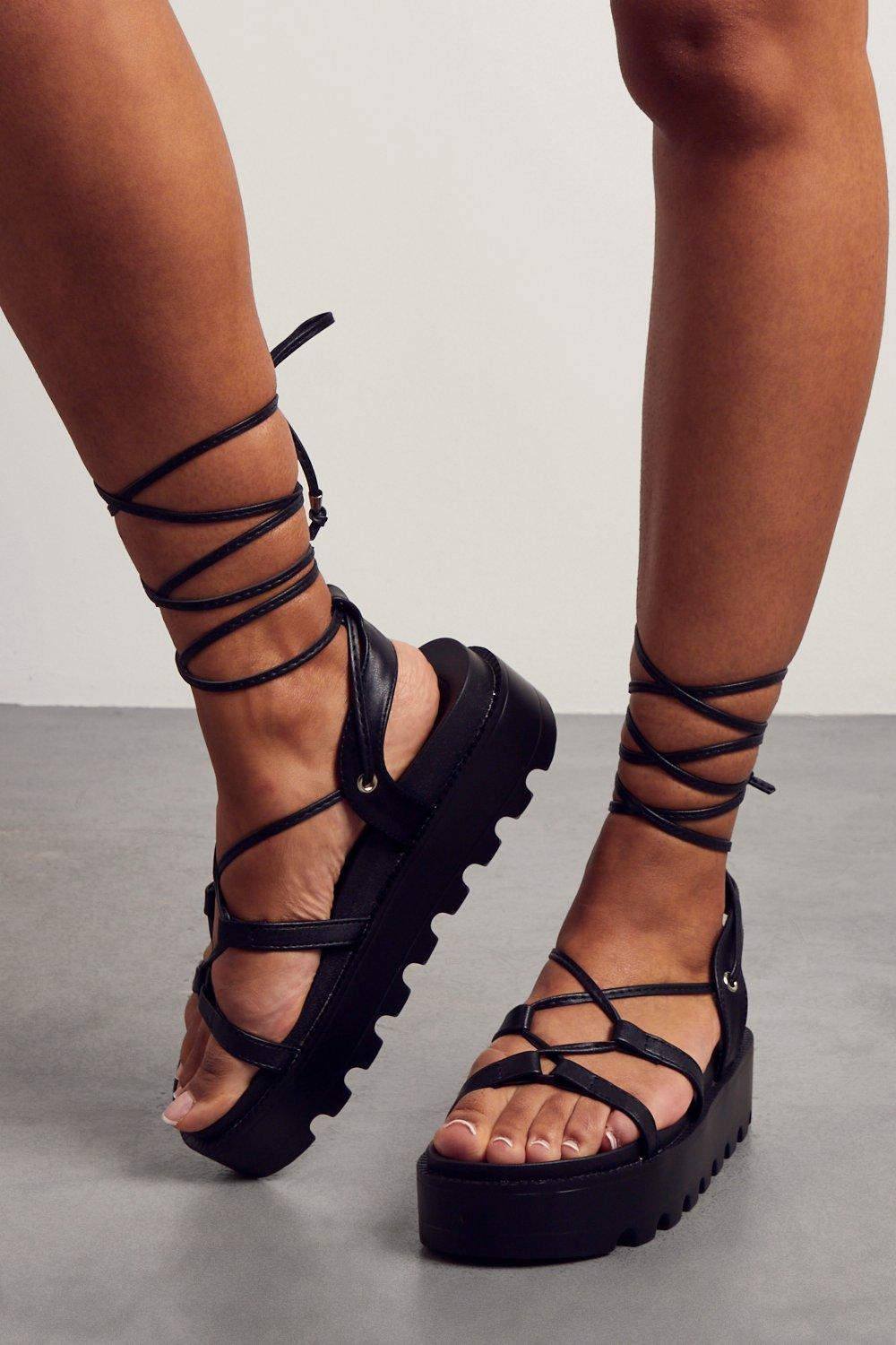 Platform sandals store that tie up