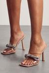 MissPap Diamante Knot Clear Heeled Mules thumbnail 1