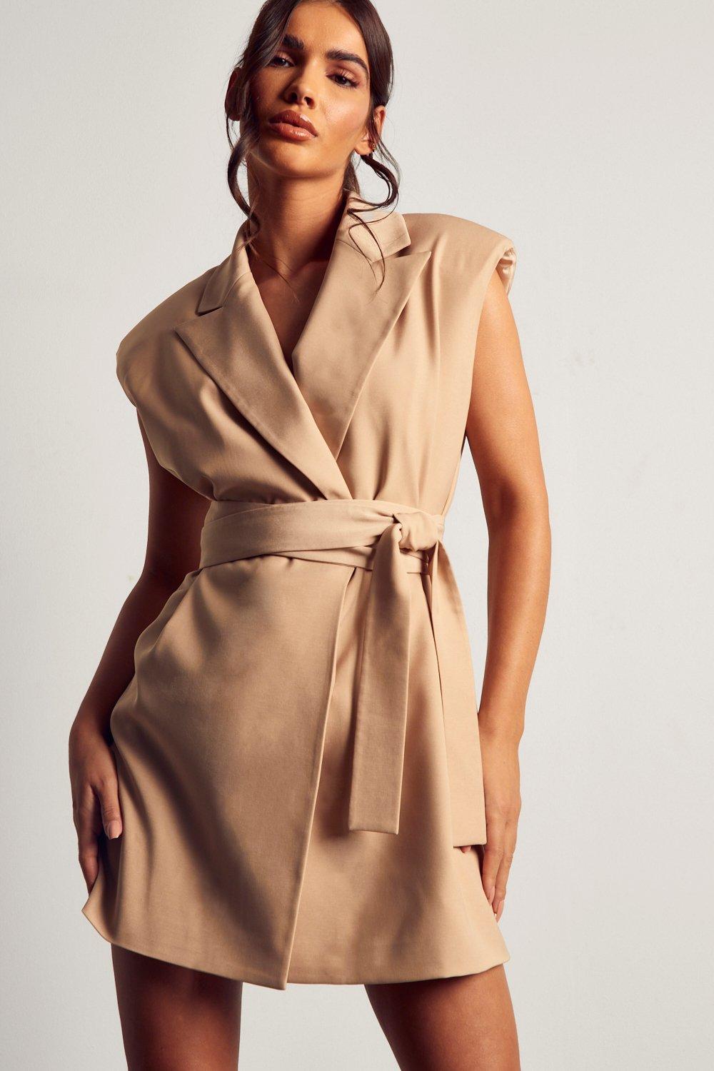 Vento Sleeveless Blazer Dress, Sand, Dresses