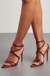 MissPap Croc Pointed Studded Strappy Heels thumbnail 1