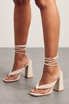 MissPap Linen Look Padded Strappy Heels thumbnail 1