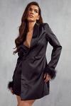 MissPap Marie Premium Satin Feather Trim Blazer Dress thumbnail 2