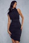 MissPap Premium Mesh Ruched Asymmetric Midi Dress thumbnail 1