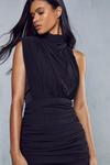 MissPap Premium Mesh Ruched Asymmetric Midi Dress thumbnail 2